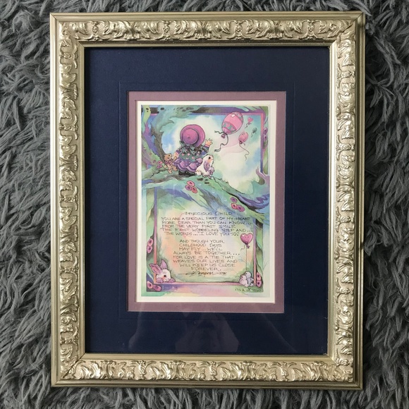 Jody Bergsma Signed Vintage Precious Child Watercolor Print Framed Matted 1995